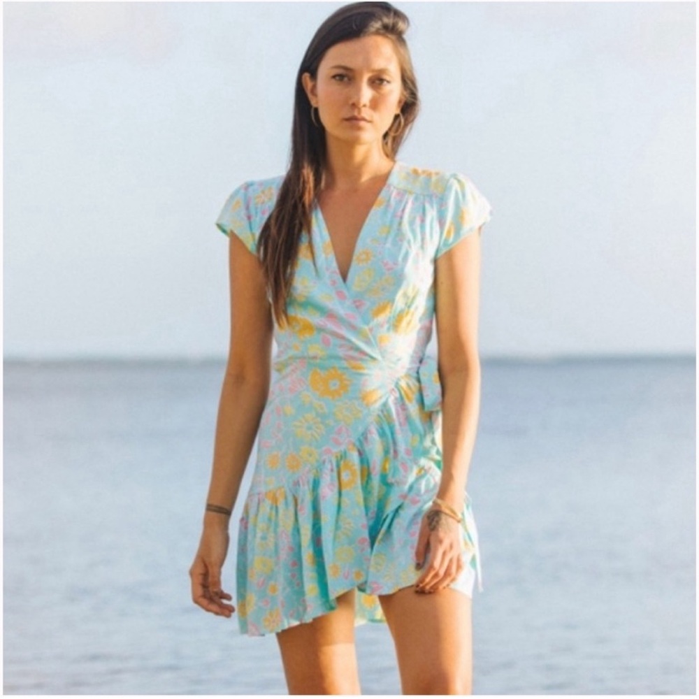 NWT XiX Palms “Capri party dress, blue” Floral Wrap
